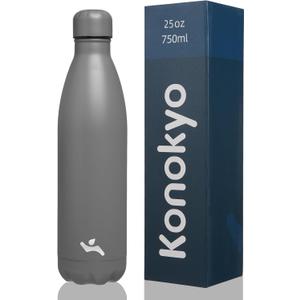 Insulated Water Bottles,25 oz Double Wall Stainless Steel Vacumm Metal Flask for Sports Travel,Gray