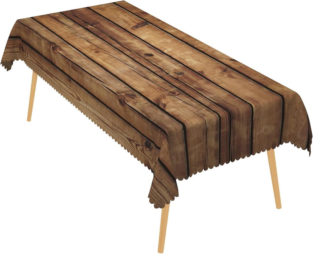 Rectangle Farmhouse Wood Tablecloth 54x108inch Fabric Rustic Wood Grain Tablecloth Heavy Duty Tablecover for Washable Water Resistant Table Cloth,Indoor and Outdoors Party Decor