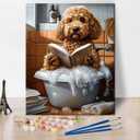 TUMOVO Adult Paint by Number Kits On Canvas, Golden Doodle Dog Painting by Numbers, Dog in Bathtub Painting by Numbers for Adults, Color by Number, DIY Canvas Paint Wall Decor, 16 X20 Inch