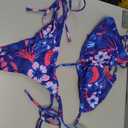 Tainehs Women's Sexy Halter Thong Bikini Tie Two Sides Bottom Triangle Bikini Swimsuits (Blue, XL)