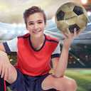 Soccer Ball - Premium Boy and Girl Official Match Ball with Cool Reflective Iridescent Rainbow Hex Pattern, Durable, Indoor, Outdoor, Training, Practice, Playtime and Games