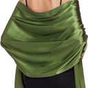 Shawls and Wraps for Evening Dresses Satin Shawl Wraps for Women Wedding Formal Shawl (Green)