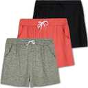 Real Essentials 2 Pack: Womens Active Athletic Performance Mesh Shorts with Pockets Orange/ Grey. M