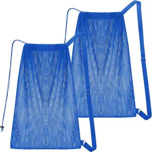 2 Packs Swim Bag Mesh Drawstring Backpack Oversized 18" x 26", Large Mesh Drawstring Backpack for Beach, Swimming, Gym, and Workout Gear (Blue)