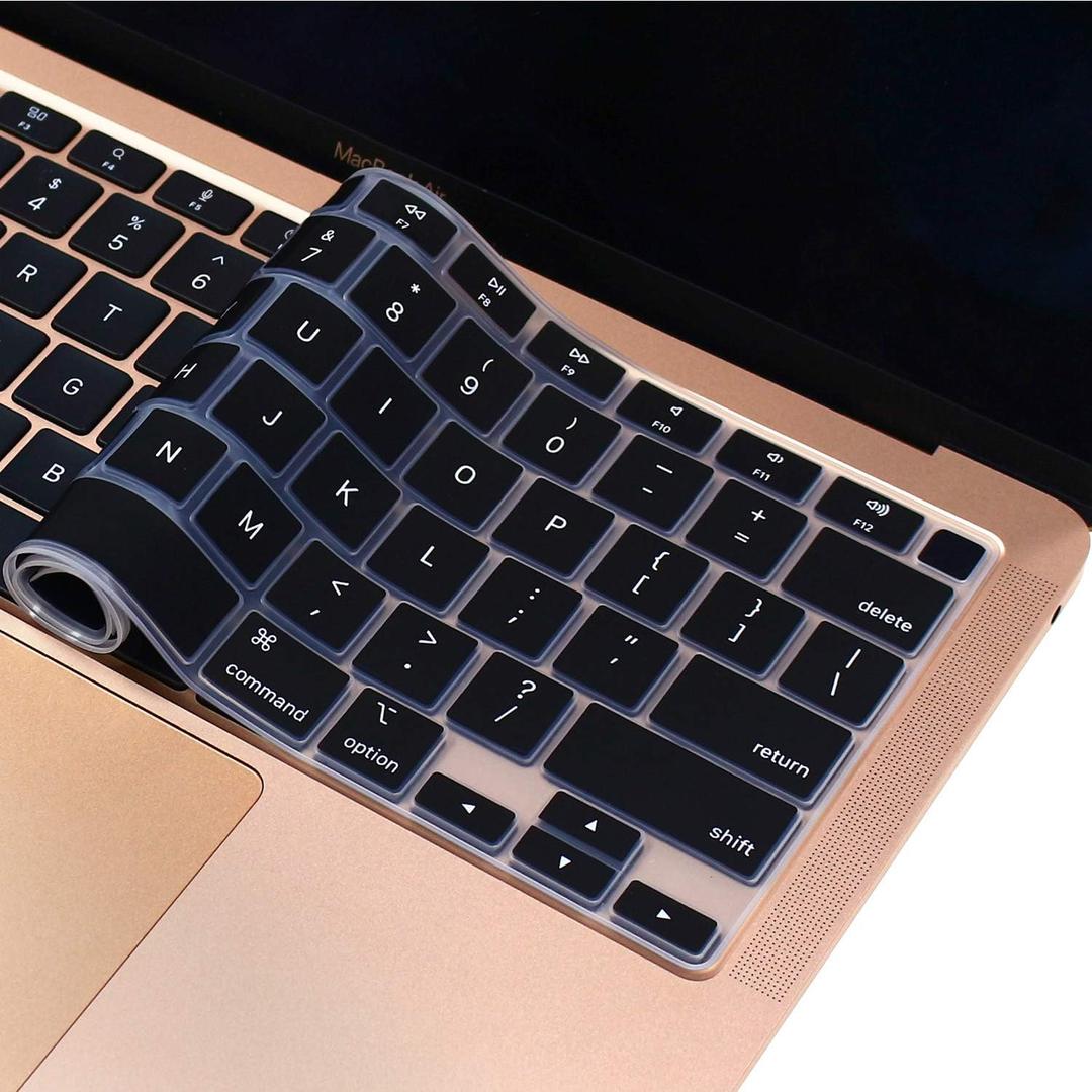Silicone Keyboard Cover Skin for MacBook Air 13.3 inch A2337 M1 Released in Nov. 2020 US Layout Ultra Thin Protector Cover Skin NOT for 13.6" M4 M3 M2 A2681 A3113 A3240 (Black)