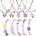 Faburo 10pcs Kids Jewelry for Girls -5 Necklaces, 5 Bracelets, Little Girls Jewelry Kids Mermaid Necklace for girls, Toddler Jewelry Necklace Birthday Christmas Gift Age 3 4 6 8