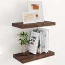 Floating Shelves 16"W x 9"D Set of 2, 9.3 Inch Deep Floating Shelf for Wall, Wall Mounted Bathroom Shelves, Wide Wall Shelves for Books, Rustic Floating Shelves for Living Room, Kitchen, Walnut Color (16"W x 9"D x 1.5"H, Set of 2)