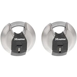 Master Lock Padlock, Magnum Stainless Steel Discus Lock, 2-3/4 in. Wide, M40XT (Pack of 2-Keyed Alike) (M40XTCCSEN)