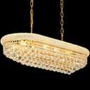 Gold Crystal Chandeliers for Dining Room，11-Lights L35.4 Inch