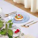 Rubtlamp 100 Pcs Blue Plastic Plates,Heavy Duty plastic Plates,Fancy Blue Disposable Plates, Hammered Plastic plates Include 50 Pcs Dessert Platos, 50 Pcs Dinner Platos for Party