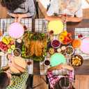 120 Pcs 9 Inch Neon Paper Plates, Disposable Round Colorful Party Plates, Vibrant Yellow Orange Pink Green for Christmas New Year Bachelorette Birthday Glow Party Decorations