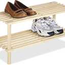 Whitmor 2 Tier Natural Wood Shoe Rack, Household Shelves for Closet & Entryway, Closet Storage Organizer for Shoes and Books, 24.7”W x 10.2“D x 11.5”H, Wood