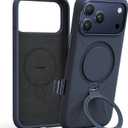 TORRAS Q3 Silicone 360 Spin for iPhone 17 Pro Case with Stand, Fit for MagSafe, Magnetic Ring Kickstand with Camera Control, Liquid Silicone Rubber Soft Phone Case for iPhone 17 Pro 6.3'', Deep Blue
