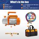 BACOENG 3.6CFM AC Vacuum Pump and Gauge Set - Home Mini Split Vacuum Pump Kit for R410A Refrigerants - w/ R410a Mini Split Adapter & 3x5FT Hoses