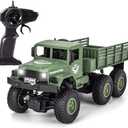 XINGRUI 1:18 RC Military Truck, 50 Min Playtime Remote Control Car, 2.4Ghz 4WD Off-Road Vehicle, All Terrain Toy with LED Lights, Gift for Boys Girls Ages 6+