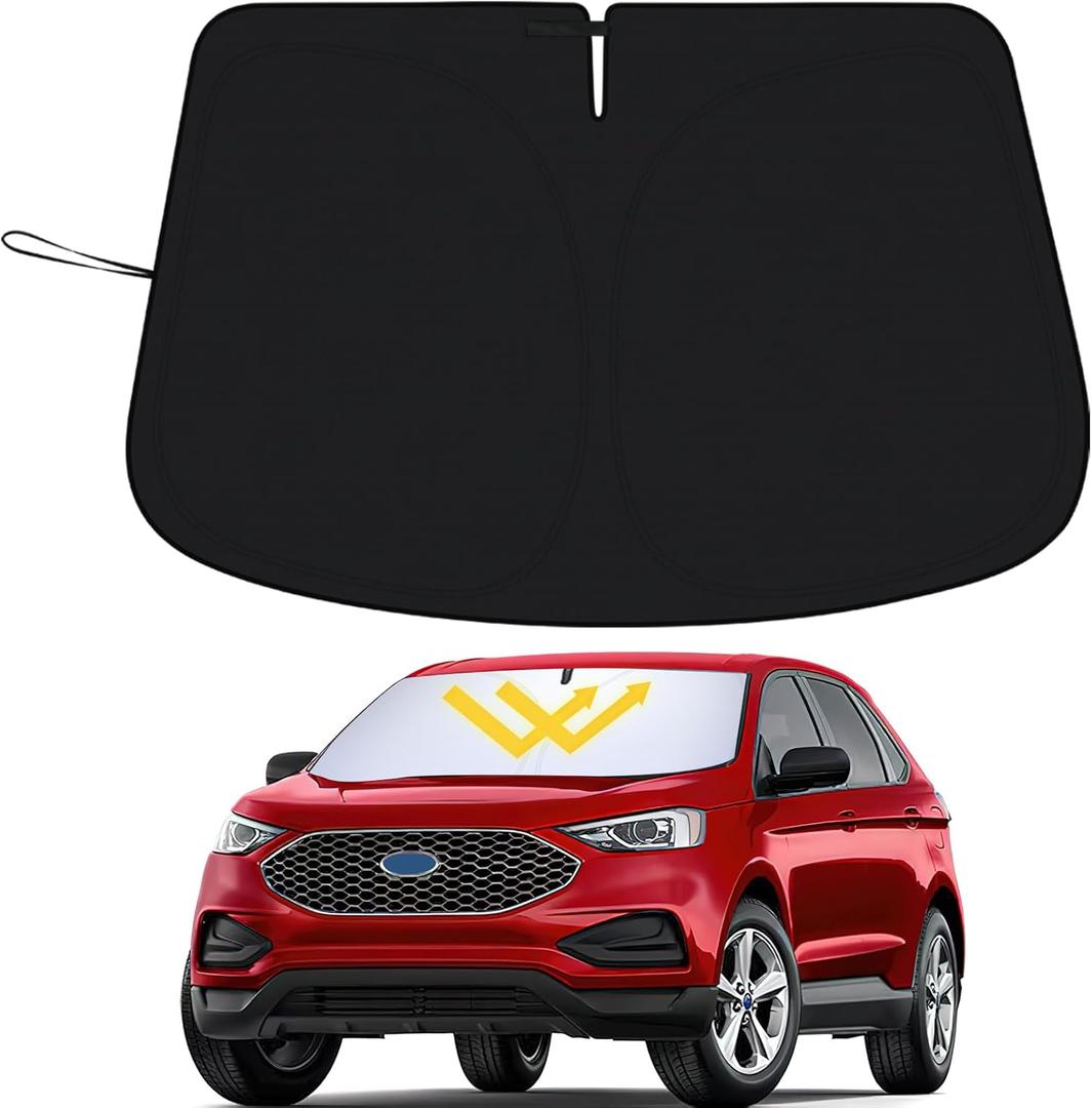 PIMCAR Windshield Sun Shade for 2015-2024 2025 Ford Edge SUV, Premium 310T Reflective Polyester, Foldable Heat Blocker-Beat Summer Heat & Keep Interior Cool