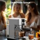 Neretva Espresso Machine 20 Bar, Super Compact Espresso Maker Stainless Steel Professional Coffee Machine Espresso with Power Steam & LED Display for Home Barista Latte and Cappuccino Maker-Silver