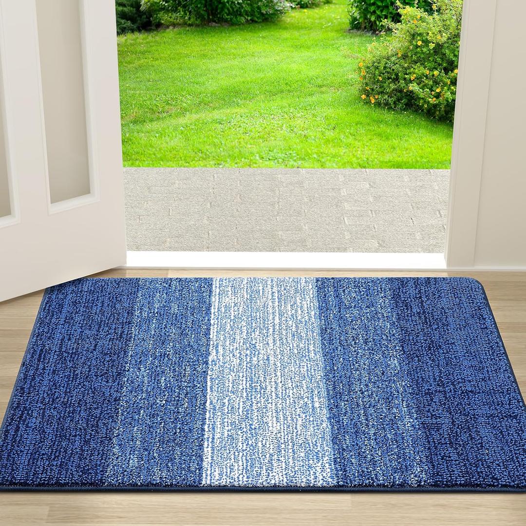 Kitinjoy Indoor Outdoor Door Mat, 30x17 Non-Slip Absorbent Dirt Trapper, Low-Profile Washable Inside Entrance Front Floor Mat, Sturdy Soft Entry Doormats for Entryway, Navy Blue Kitinjoy Indoor Outdoor Door Mat, 30x17 Non-Slip Absorbent Dirt Trapper, Low-Profile Washable Inside Entrance Front Floor Mat, Sturdy Soft Entry Doormats for Entryway, Navy Blue