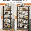 Himix 6 Tier Foldable Storage Shelves, Expandable Folding Bookshelf with Wheels, Changeable into 2 Shelf Units, Collapsible Adjustable Storage Rack Metal Shelves for Garage, Kitchen, Black