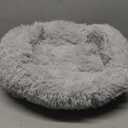 Dog Calming Beds for Small Medium Large Dogs - Round Donut Washable Puppy Dog Bed, Anti-Slip Faux Fur Fluffy Donut Cuddle Anxiety Cat Pet Bed(Light Grey 20")