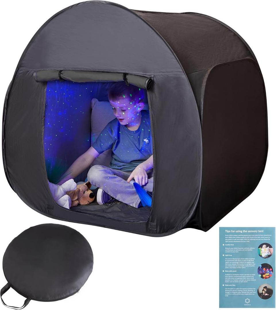 Sensory Play Tent | Calming Hideout for Kids | Sensory Den | Pop-up | Blackout | Indoor Tent | Easy to Setup | Helps with: SPD, Anxiety, ADHD, Autism & More | Single Size (Small)