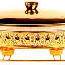 Casserole Dish 13" x 9" Glass Baking Dish with Stainless steel Lid and rack, Golden oval 2.5 Qt Large Baking Pan For Casserole & Lasagna, Microwave Dishwasher Freezer Oven Safe