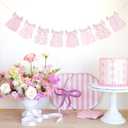 Pink Gingham Baby Dress Bodysuit Banner - Bow Gender Reveal Baby Shower Banner,Floral And Gingham Decorations,Pink Floral Milestone Nursery Decor Keepsake Garland(pink)