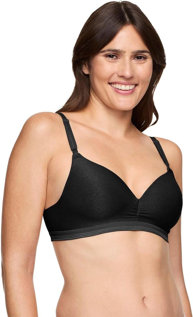 Warner's Women's Play It Cool Wire-Free Contour Bra with Lift (Black, L)