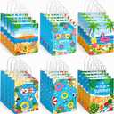 Tinlade 24 Pcs Summer Pool Beach Party Paper Gift Bags with Handles Hawaii Tropical Luau Last Day of School Treat Goodie Bags Birthday Party Supplies Multicolor 5.9" x 8.3" x 3.2", 1 Count