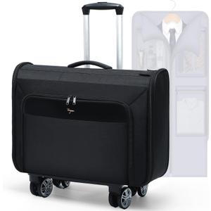 Softside Rolling Garment Bag,3 in 1Wheeled Garment Bags for Travel with Wheels,Upgraded Zipper Duffle Bag Suitcase with Handle,Large Convertible Carry On Travel Bag for Men Women, Black