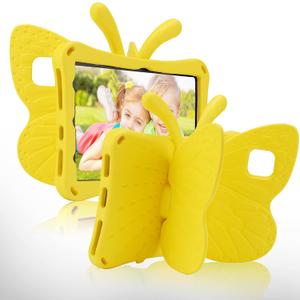 Kindle Fire HD 10 Kids Pro Tablet Case Fire HD10 2021 2023 10.1 11th 13th Generation Butterfly Case with Kickstand EVA Full Boby Rugged Shockproof Kids HD 10 Plus Tablet Cover for Girl Gift (Yellow)