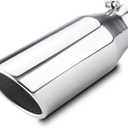 LCGP Bolt On Diesel Exhaust Tip 4", 6" outlet 15" Long Truck Tip, Rolled Angle Cut, Polished