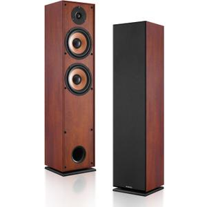 Floor Standing Tower Speakers Pair, Dual 6.5" Woofers, 150W, Brown