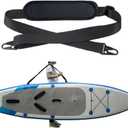 SUP Carrier Shoulder Strap Adjustable Carrying Sling Paded Bag Belt for Surfing and Paddle Board with Metal Hooks Accessories - Black (1)