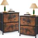 Nightstand Set of 2 Small 2 Drawer Dresser End Table Bedside Furniture, 11.8" D x 18" W x 20" H