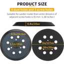 2 Pack 5" 8 Hole Hook & Loop Replacement Sander Pads Compatible with Makita Orbital Sander BO5010 BO5030K BO5031K BO5041K, Replacement Parts #743081-8/743051-7 (3 Screw Holes Sander Pads
