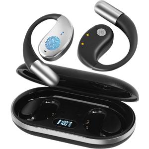 AI Language Translation Wireless Earbuds Bluetooth 5.4 Real Time Open Ear Headphones, Translator for 144 Languages & Accents,LED Digital Display Charging, Long Battery Life, Fit iOS and Android, Black
