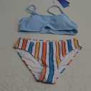 MIENOE Teen Girls' Swimsuits Two-Piece V-Neck Bikini Adjustable Shoulder Straps Swimsuit Kids Bikini with Chest Pad
 160