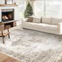 Area Rug 6x9 Washable Rug, Vintage Boho Medallion Rugs Non-Slip Soft Low Pile Large Distressed Rug Indoor Retro Carpet for Living Room Bedroom Dining Room Home Office (Taupe, 6'x9')