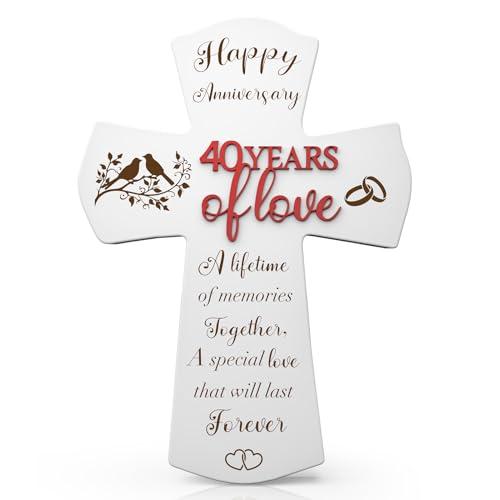 40th Anniversary Wedding Gifts for wife husband, Religious Cross Gifts for women men,40 year Romantic Anniversary Marriage Gift for Her,Him,Couple,Parents,Friends,Wedding Anniversary Decorations