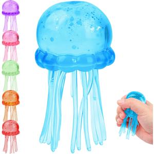 Jellyfish Squishy, Jellyfish Design Squeeze Stress Ball, Drop Malt Sugar Balls for Anxiety Stress for Party Favors Birthday Gift (Blue)