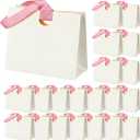 Gilprop 25 Pcs Wedding Mini Gift Bags with Ribbon Handle Bulk Thick Texture Paper Bridal Shower Wedding Welcome Bag for Housewarming Holiday Birthday Party (White Pink)