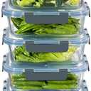 MFY 5-Pack 36 OZ Glass Storage Containers with Lids, Glass Meal Prep Containers Set, Airtight Lunch Containers with Lids, Microwave, Oven, Freezer and Dishwasher Safe, Gray (Grey)