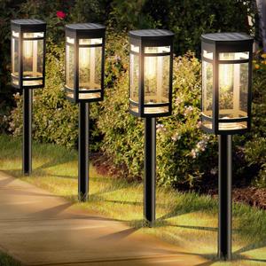 EXCMARK 16 Pack Solar Lights Outdoor Waterproof for Garden Pathway Walkway Driveway Yard Lawn Decorative Landscape Lighting. (Warm White Light, 16)