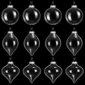 Zomiboo 12 Pcs Clear Glass Christmas Ball Ornaments Set 3.15" Hanging Shatterproof Glass Bulbs for Christmas Tree Baubles Bulk for Holiday Xmas Tree Decorations Gifts