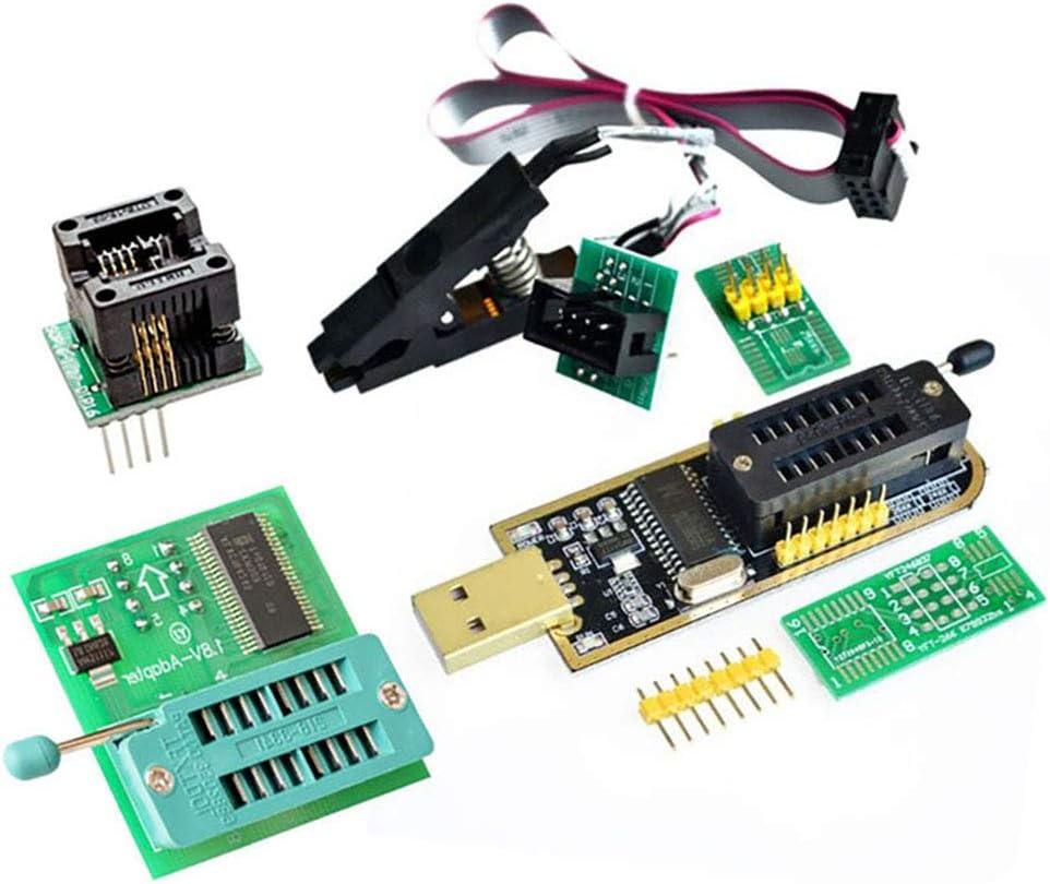 AiTrip EEPROM BIOS USB Programmer CH341A + SOIC8 Clip + 1.8V Adapter + SOIC8 Adapter for 24 25 Series Flash