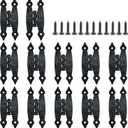 Murtenze 12 Pack 3.5 Inch Black Antique H Hinge Cold Rolled Steel Cabinet Hinge Flat Flush Mount Door Hinges Decorative Hinges for Cabinet Drawer Jewelry Box