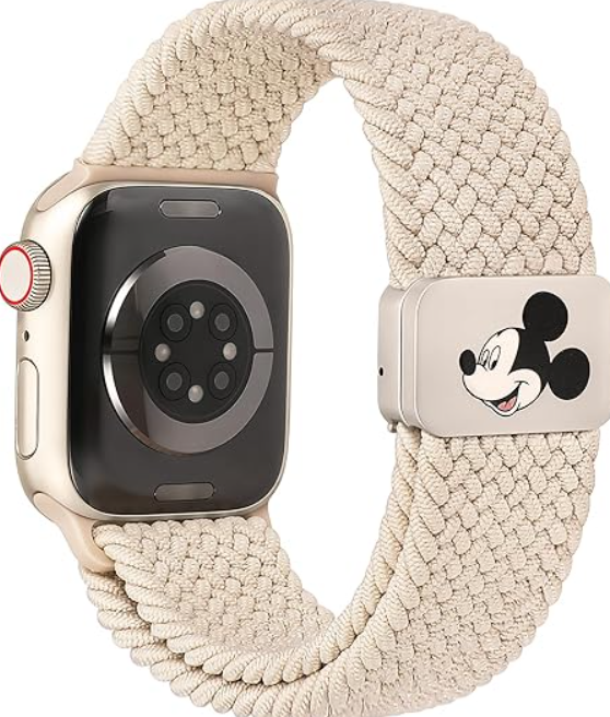 Braided Cartoon Magnetic Clasp Band Compatible with Apple Watch Bands 40/38/41/42/44/45/46/49mm Women Men, Stretchy Elastic Nylon Woven Strap for iWatch Series 11 10 9 8 7 6 5 4 SE/Ultra 3 2 1