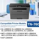 TN760 TN-760 Toner Cartridge Replacement for Brother TN760 TN-760 TN 760 MFC-L2710DW MFC-L2750DW HL-L2350DW HL-L2370DW HL-L2395DW HL-L2390DW DCP-L2550DW Printer High Yield Black 2 Pack