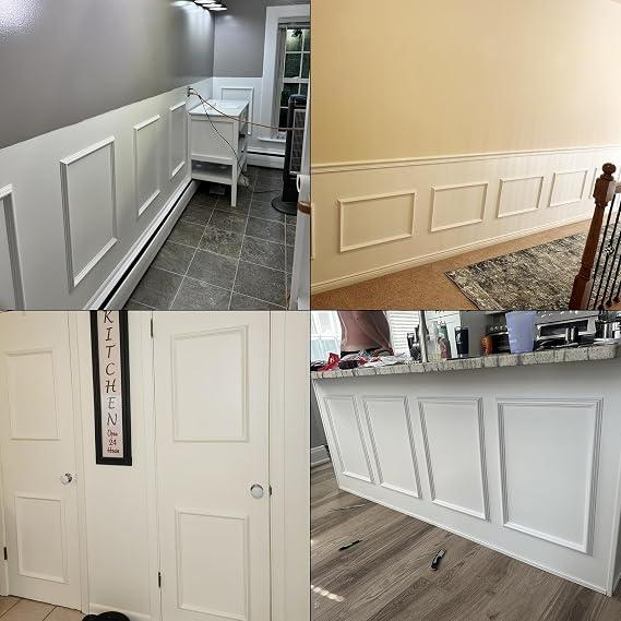 NeatiEase 8 Set Peel and Stick Wall Molding Trim Kit, 16" x20" Premade Wainscoting Panels, Self Adhesive Moulding Panel for Interior Walls Picture Frame, White